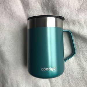 Stainless steel Contigo insulated travel mug.